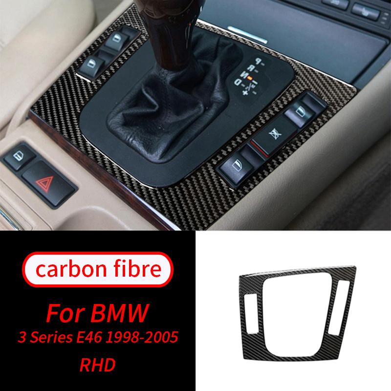 For BMW 3Series E46 1998-2005 Real Carbon Fiber Gear Shift Panel Covers Trim Decals Car Interior Mouldings Car Interior
