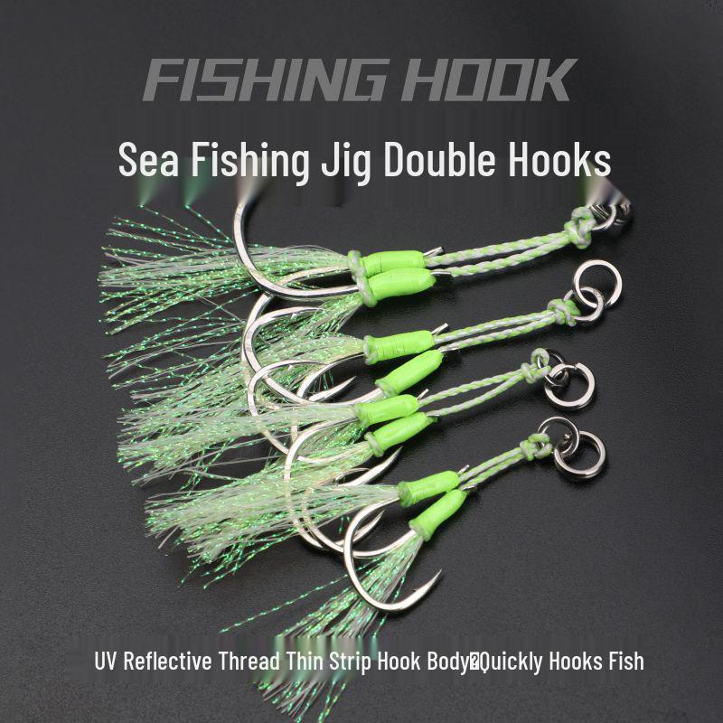 Luminous Double Jig Hook for Sea Fishing - Steel Wire for King & Spanish Mackerel, Sea Bass
