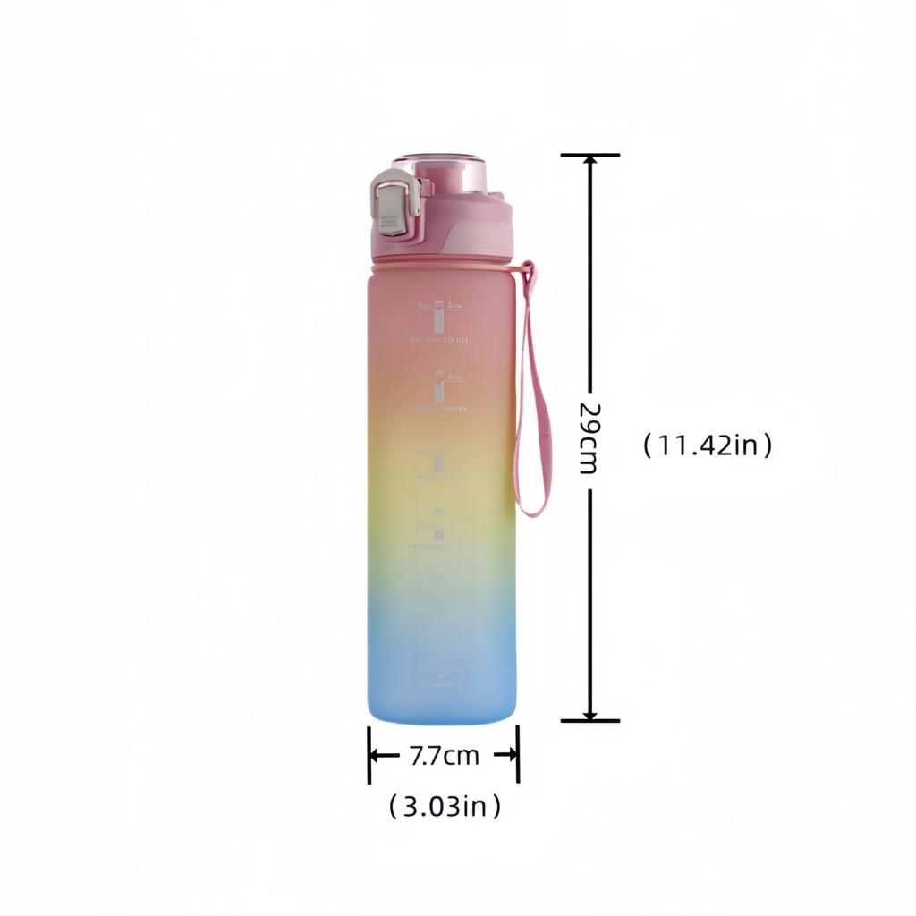 1Liter Large Capacity Sports Water Bottle Gradient Color Drinking Bottles With Scale Outdoor Camping Cycling Hiking Gym Jugs