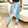 Summer Ladies Geometric Pattern Print Sweatpants Loose Fit Drawstring Joggers Elastic Cuff Daily Casual Pants