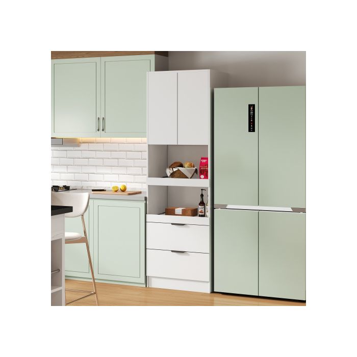 Armoire de cuisine - MUVOE - 200 cm - 2 portes - 2 tiroirs - Blanc mat