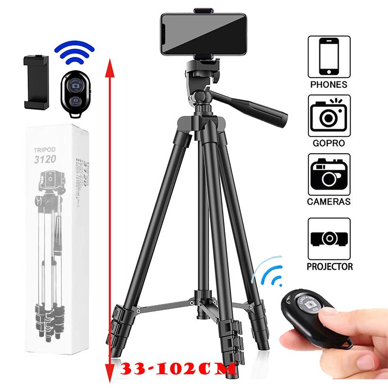 Universal Extendable Tripod Stand With Bluetooth Remote Phone Holder Lightweight Photography Live Tripods For Sports Camera DSLR