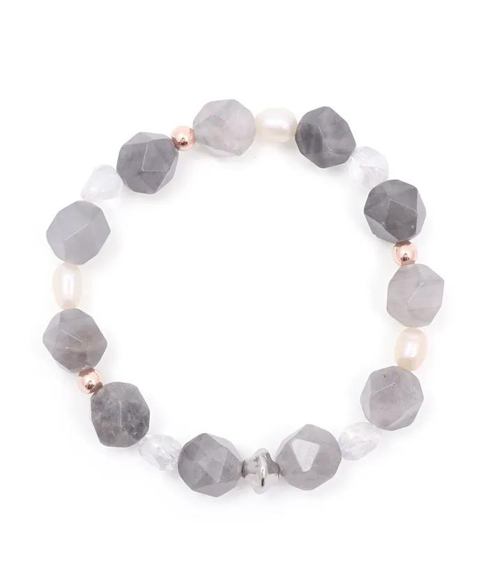 Grey Aventuri & Pearl Mix Bracelet (PLT-BR-093_BR)