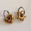 Classic Gold Chunky Flower Heart Star Hoop Earrings For Women Men Punk Hip Hop Gold Color Female Earring Statement Y2K Jewelry