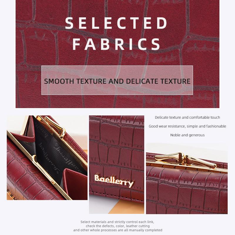 Baellerry Women's Billfold Short Wallet Stone Texture Trifold Purse Snap Closure Coin Purse Fashion Card Holder