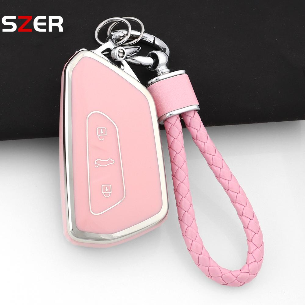 Tpu Car Key Case Cover Shell Fob Keychain For Vw Volkswagen Golf 8 Mk8  For Skoda Octavia For Seat Holder Fob Accessories
