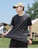 Sports plaid cool feeling, four sided elastic, lightweight, hanging and smooth casual men's short sleeved T-shirt
