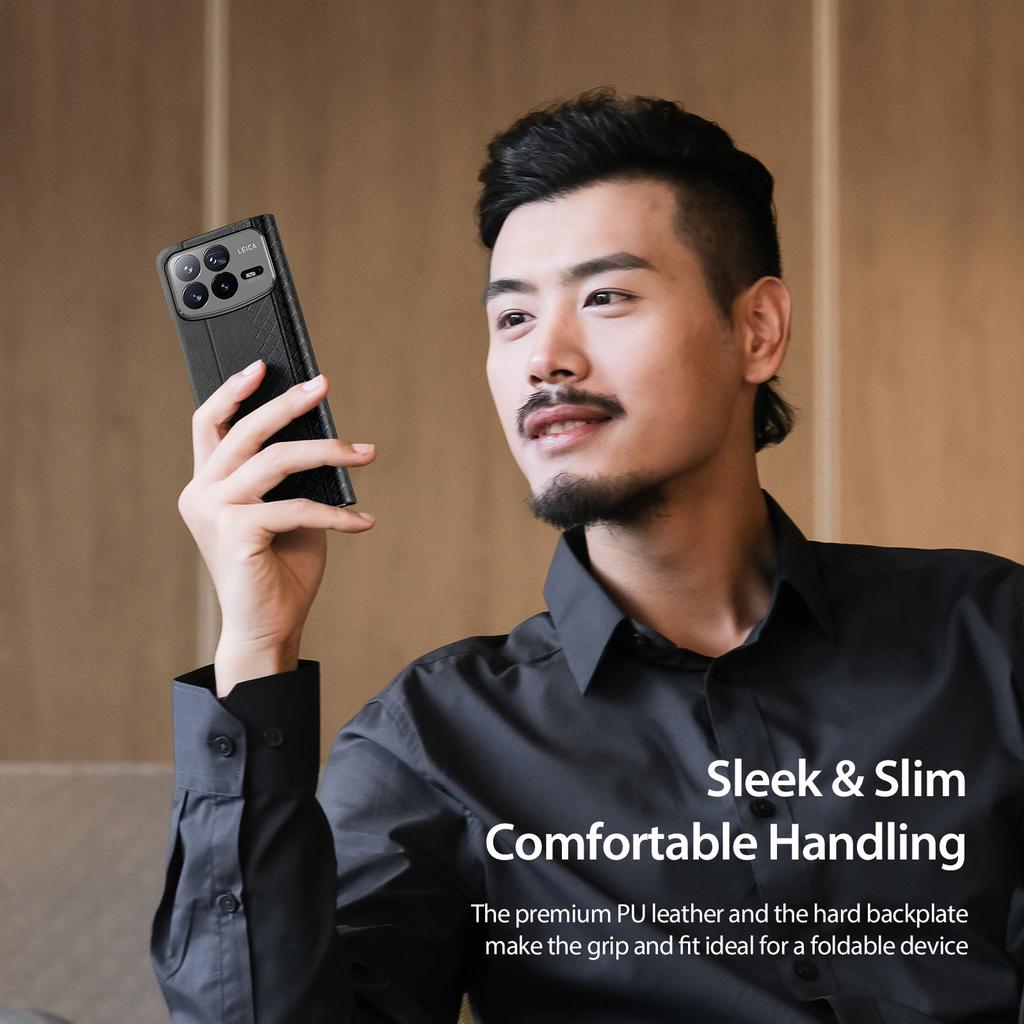 Pro Xiaomi Mix Fold 4 5G Magnetické pouzdro DUX DUCIS Bril Series Kůže+PC Kryt na telefon se stojánkem