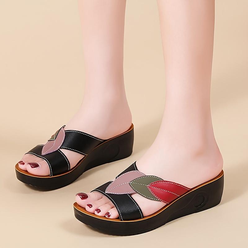 Fashion Ladies' Summer Slippers-casual Opening Design, Thick Bottom Anti-slip, Leather-like Fabric, Easy To Put on And Take Off