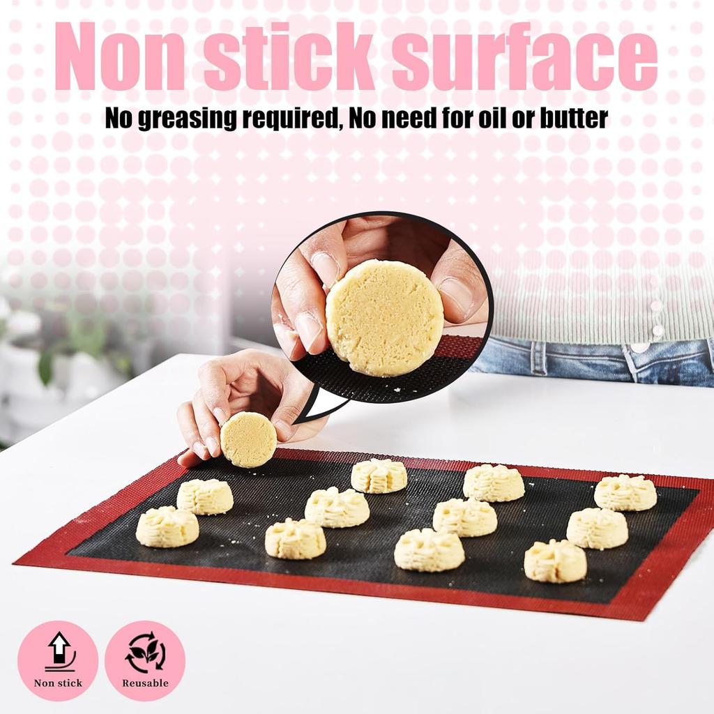 KitchenRaku Perforated Silicone Baking Mat, 15.7"x11.8" Reble Silicone Baking Sheets for Oven, Nonstick Bread Mat for Cookies, Macarons, Bread and