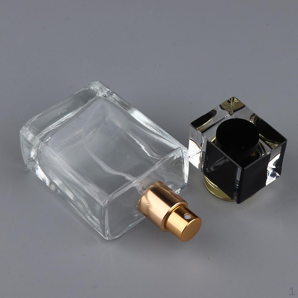 Bouteille de Parfum Vide Carrée Rechargeable de Remplacement ou Flacon avec Vaporisateur et Bouchon