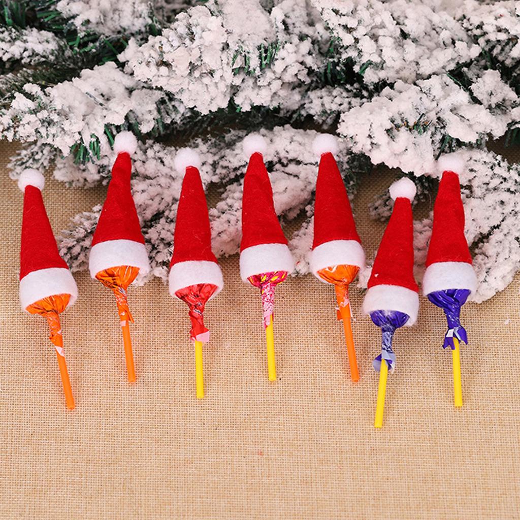 Vánoční lízátková čepice Látková Mini čepice Santa Clause Vánoční obal na lízátko k dekoraci kanceláře, auta Vánoční lízátková čepice
