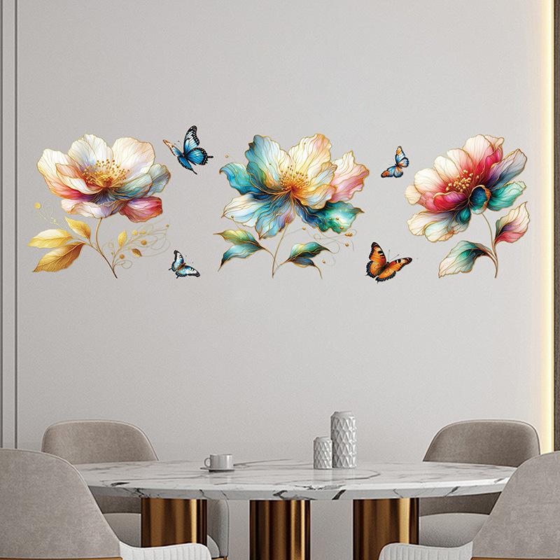 

3D Красочные Цветы Наклейки На Стены Гостиная Спальня Диван Фон Художественное Украшение Шкаф Дверь Шкафа Наклейки Съемные 30x30cmx3pcs