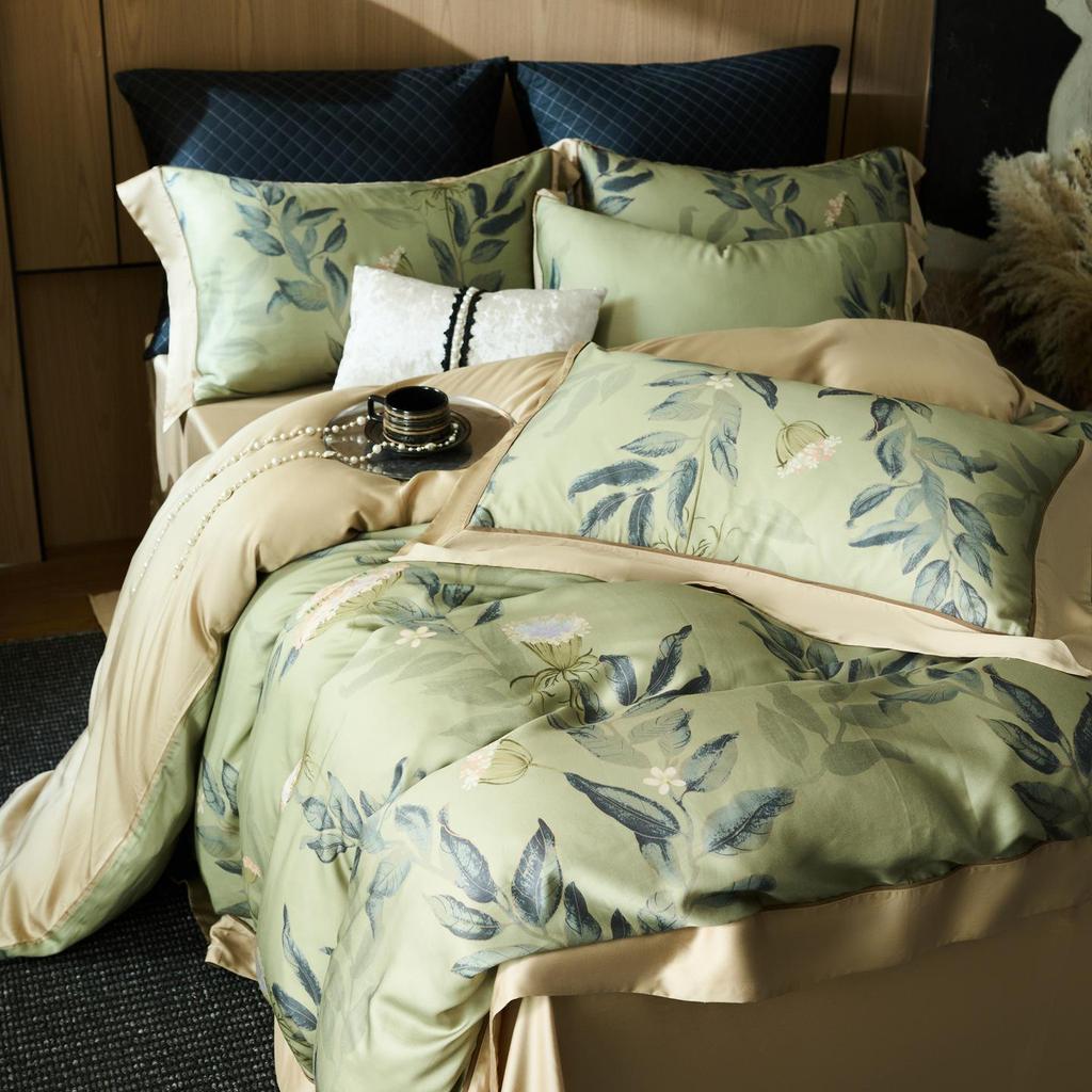 New 60s Lyocell Cool Feel Digital Print 4-Piece Bedding Set: Duvet Cover & Bed Sheet for 1.8m Bed