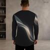 Men Plus Size Round Neck Long Sleeve Printed T Shirt Black Gold Blue Casual Pullover