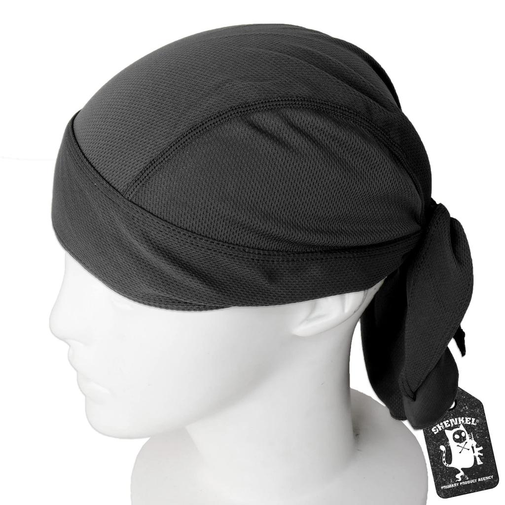 Alpha Label SHENKEL Mesh Bandana Cap with Inner Cap Sun Perfect for Outdoor and Cycling (Black) - Sweat-Wicking, Quick-Drying, Protection, Sports,