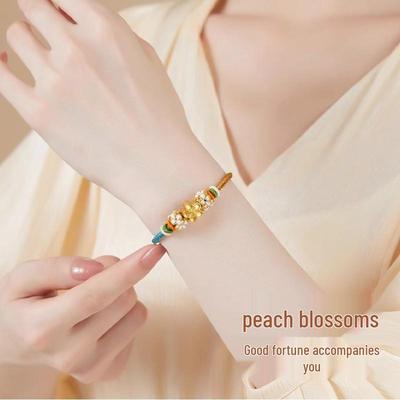 Tausend Li Flüsse & Berge Maiglöckchen Pfirsichblüte DIY Armband: Halbfertiges handgefertigtes geflochtenes Perlenseil