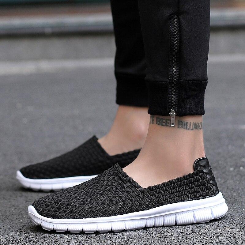 Léto Muži Braid Plážové Líné Boty Ženy Ležérní Výplet Měkké Slip na Ploché Tenisky Unisex