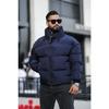 Concealable Hooded Men's Puffer Nubuck Leather Coat
