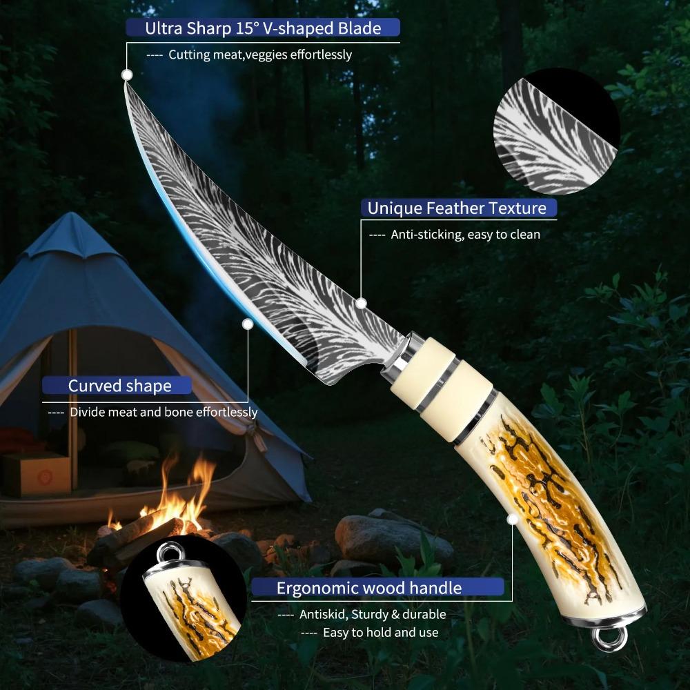 1 buc. Cuțit de dezosat cu lamă ascuțită curbată pentru cutie cadou Bucătărie Duritate mare Forjat Textură Damasc Cuțit ascuțit Cuțit de fructe