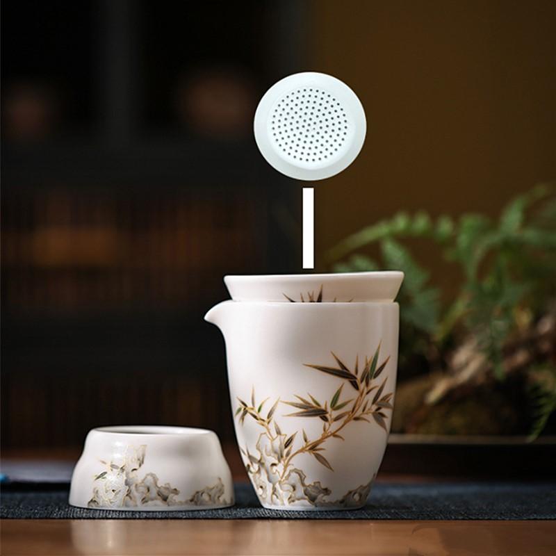 Ceramic Filter Fair Cup Exquisite Filter Tea Separator Set Combination Chinese White Porcelain Household Tea Set Accessories
