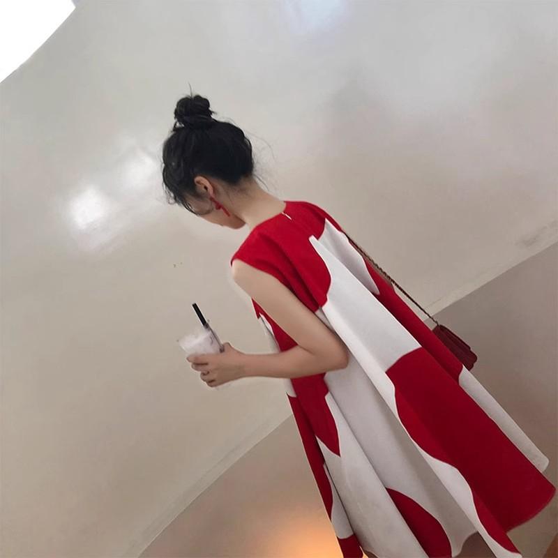 New Sleeveless Red Dress Design Sense Niche Small Tutu Skirt French Skirt Women's Summer Tide