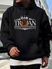 Hoodie - Black Pullover Sweatshirt with Spartan-like Graphic Lettering