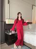2025 Satin French Pajamas: Women's Ice Silk Long Sleeve & Pants Sweet Style Homewear Set