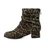 Fashion Zippers Fashion Round Toe Women Ankle Boots With Low Heel Shoes Female Leopard Print Footwear Ladies Pleated Boots Modern Boots