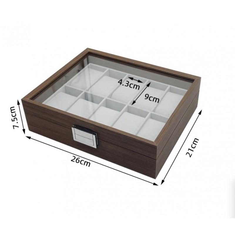 Watch Box for 10 Watches Case Organizer Box with Glass Elegant Black