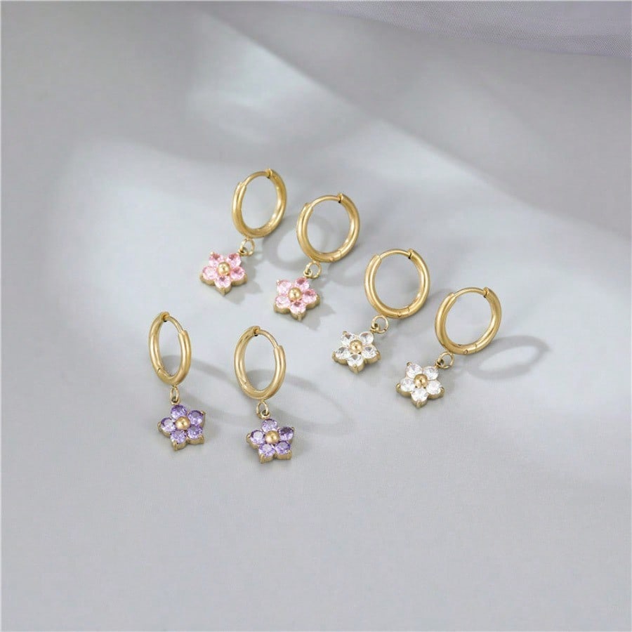 Fashion Flower Ear Buckle Sweet and Cute Light Luxury Temperament Versatile Earrings