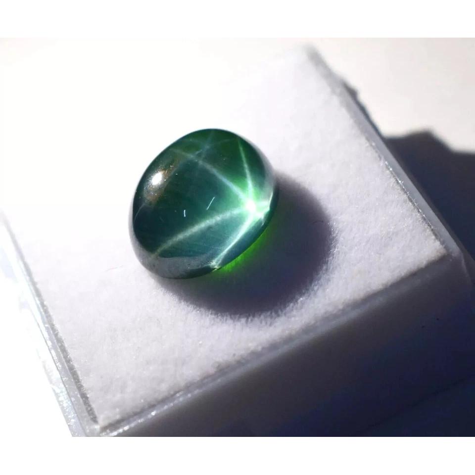 6 Ct Natural Green Star Sapphire Oval Cut Certified Flawless Loose Gemstone
