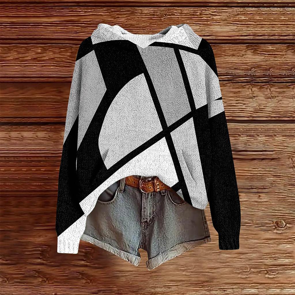 Sweatshirts For Women Knit Sweater Cute Shirt Fall Pullover Hooded Sweatshirt