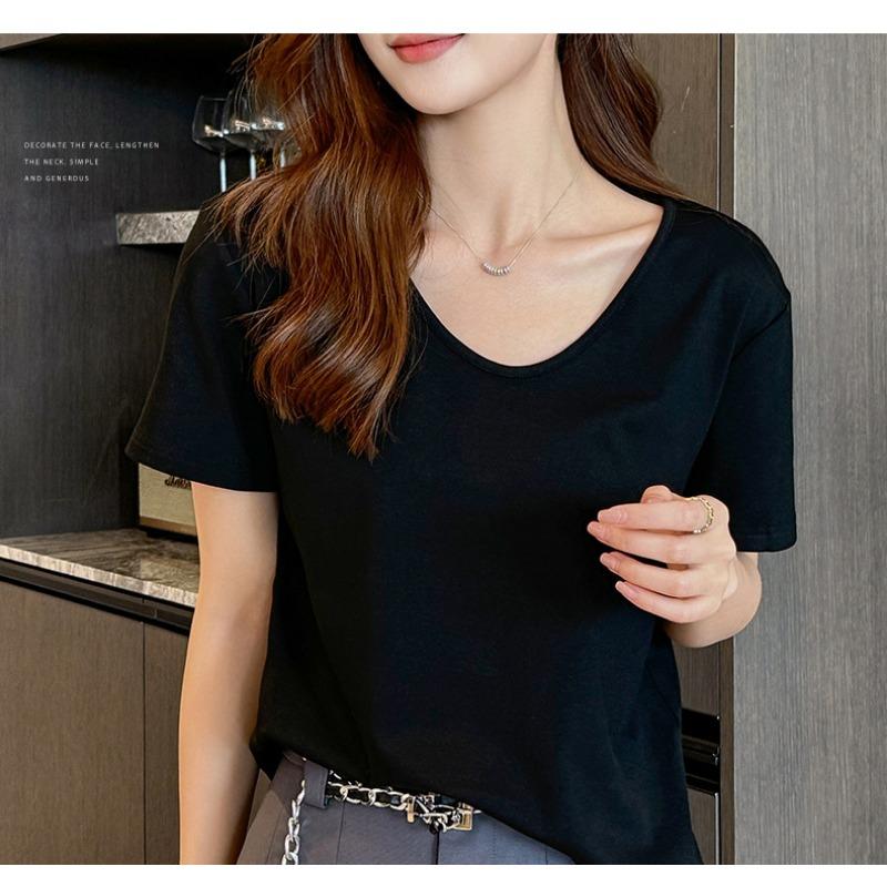 

New Style Loose Right Shoulder Short Sleeve Women s Summer Plus Size T-shirt High-end Clothes S чёрный