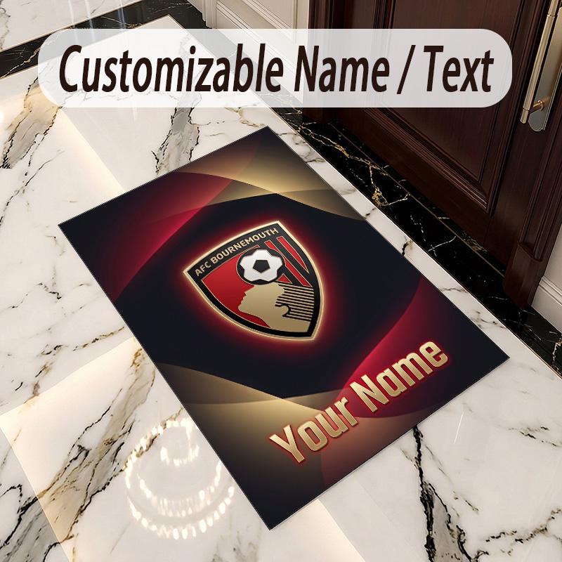 Crystal Velvet Rug Bournemouth Football Print Custom Name Text Floor Mat Home Decor