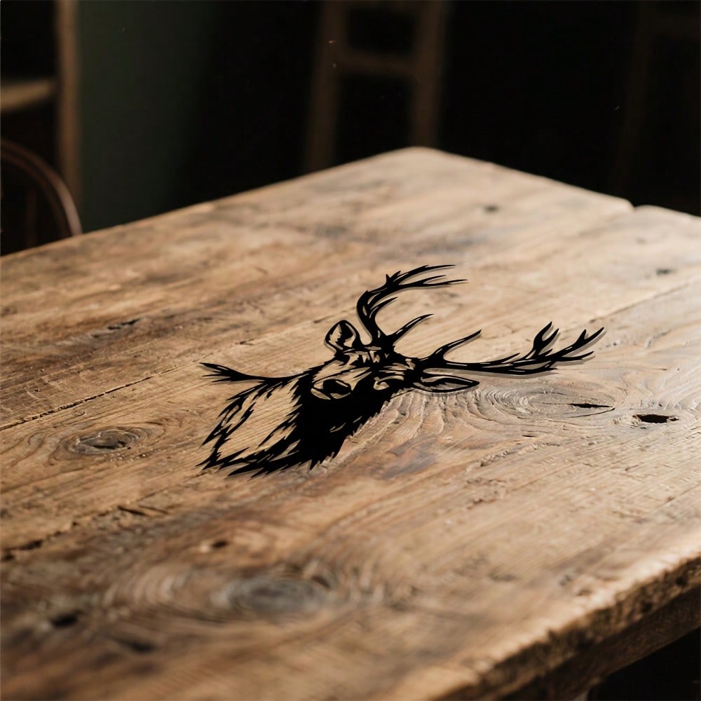 Elegant 2D Metal Deer Head Wall Art, Modern Minimalist Iron Sculpture for Home Decor