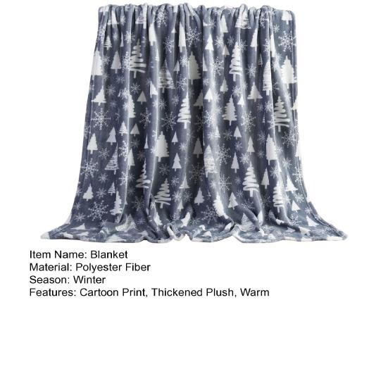 Winter Christmas Blanket Snowflake Elk Printed Thickened Plush Machine Washable Office Nap