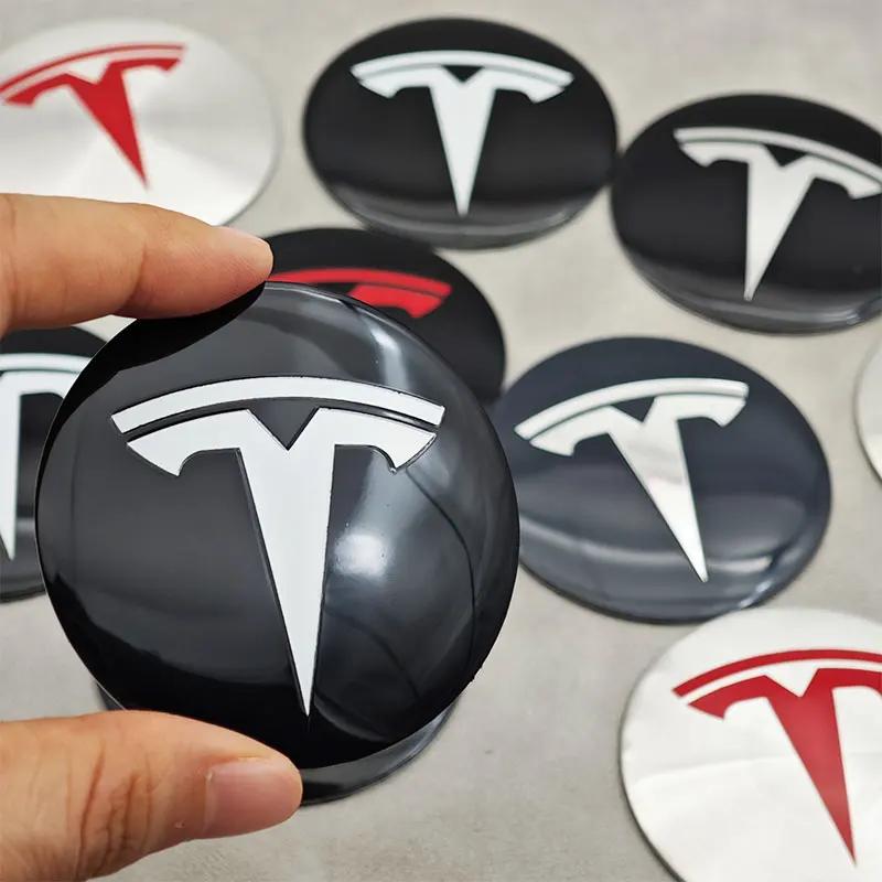 QSGMX1 4pcs 56mm Tesla Cap Hub Center Cap Logo High Quality Sticker for Tesla Model 3 Y S X Personalized Car Decals Car Accessories