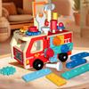 Camion dei Pompieri Montessori in Legno - Veicolo con Viti e Dadi da Smontare e Montare, Giocattolo STEM per Bambini Piccoli per Sviluppare Abilità Manuali