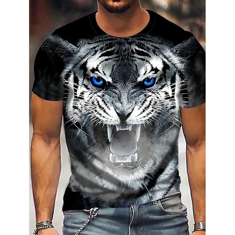 3D digital printing men's T-shirt, casual round-neck short-sleeved
