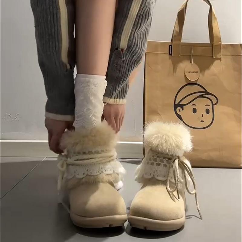 Fashion tribe Icelandic snow boots children autumn and winter 2025 new velvet platform Spice Girls wind tube cotton shoes