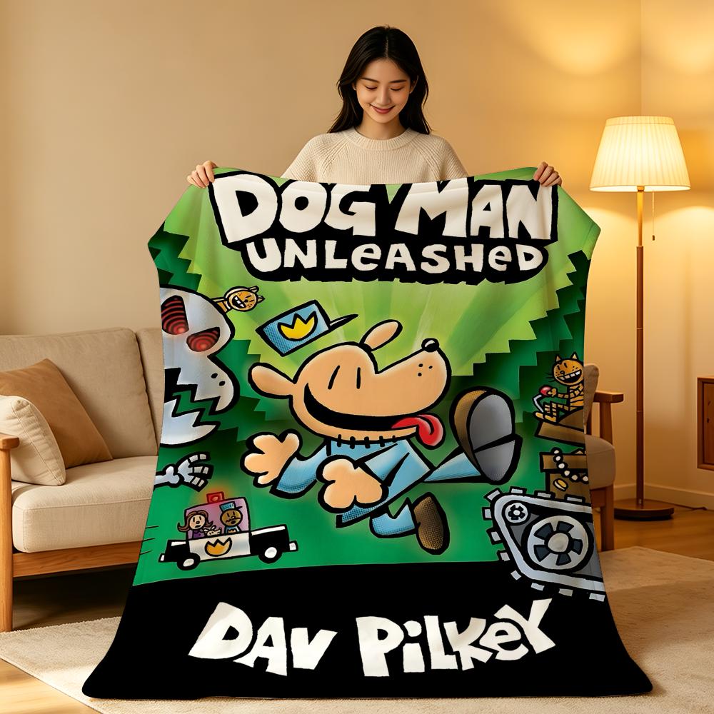 Cartoon D-Dog M-Man Throw High-Density Short Plush Blanket Soft Skin-Friendly For Sofa Nap Air-Conditioned Room
