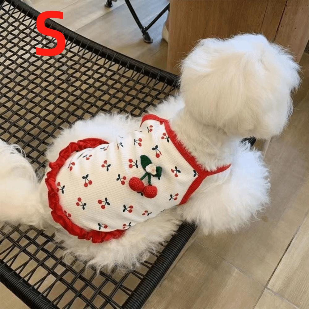 Breathable Cherry Dog Vest Soft Pet Dresses New Dog Clothes  Pet Supplies
