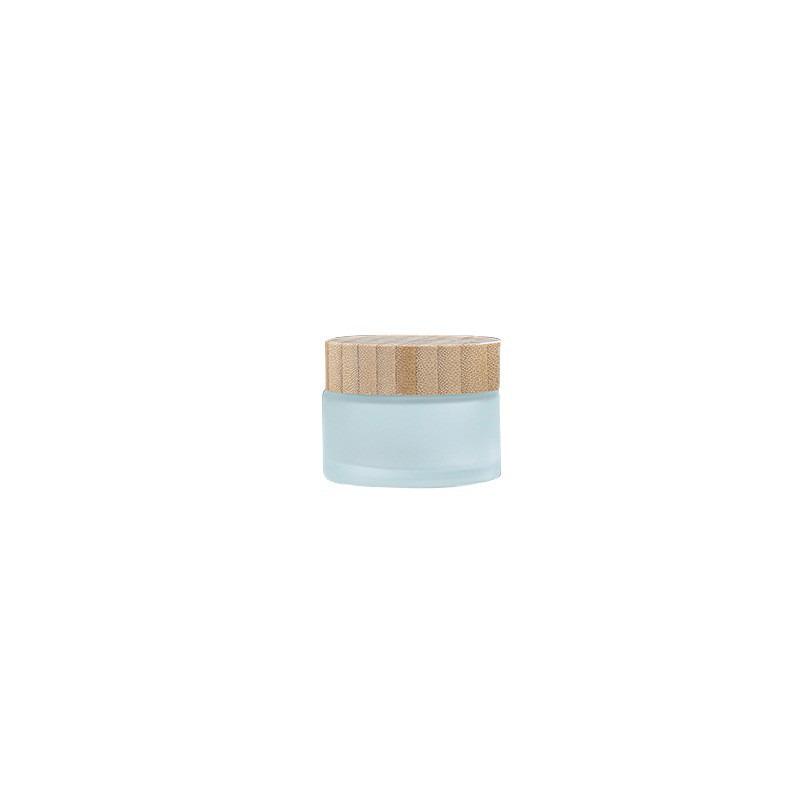 Portable Glass Cream Jar with Wood Grain Lid for Face, Eye Cream, and Masks