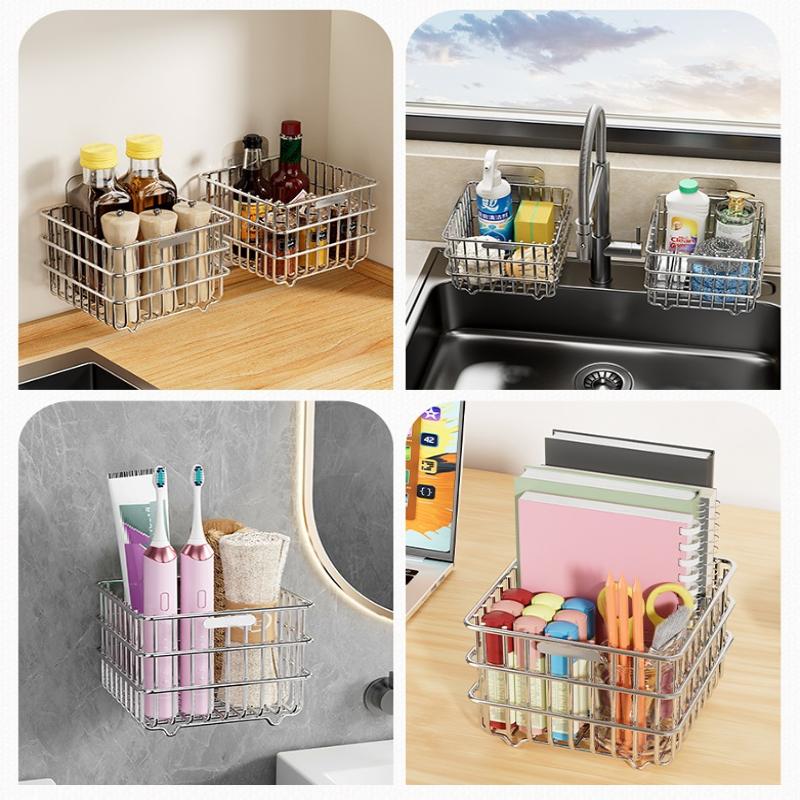 Onion Ginger Garlic Kitchen Shelf Wall Hanging Condiments Spice Vegetable Fruit Storage Rack Wall Drain Basket Punch-Free