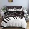 Music Bedding Set Piano Keyboard Music Note Duvet Cover Queen Size Bed Linen Comforter Microfiber Guitar Polyester Bedding Sets