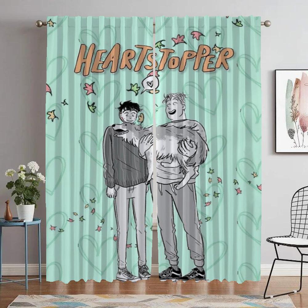 Window Curtain for Room 2 Panel Heartstopper Partition Elegant Room Curtains Shades Tulle for Bedroom Halloween Decoration Child