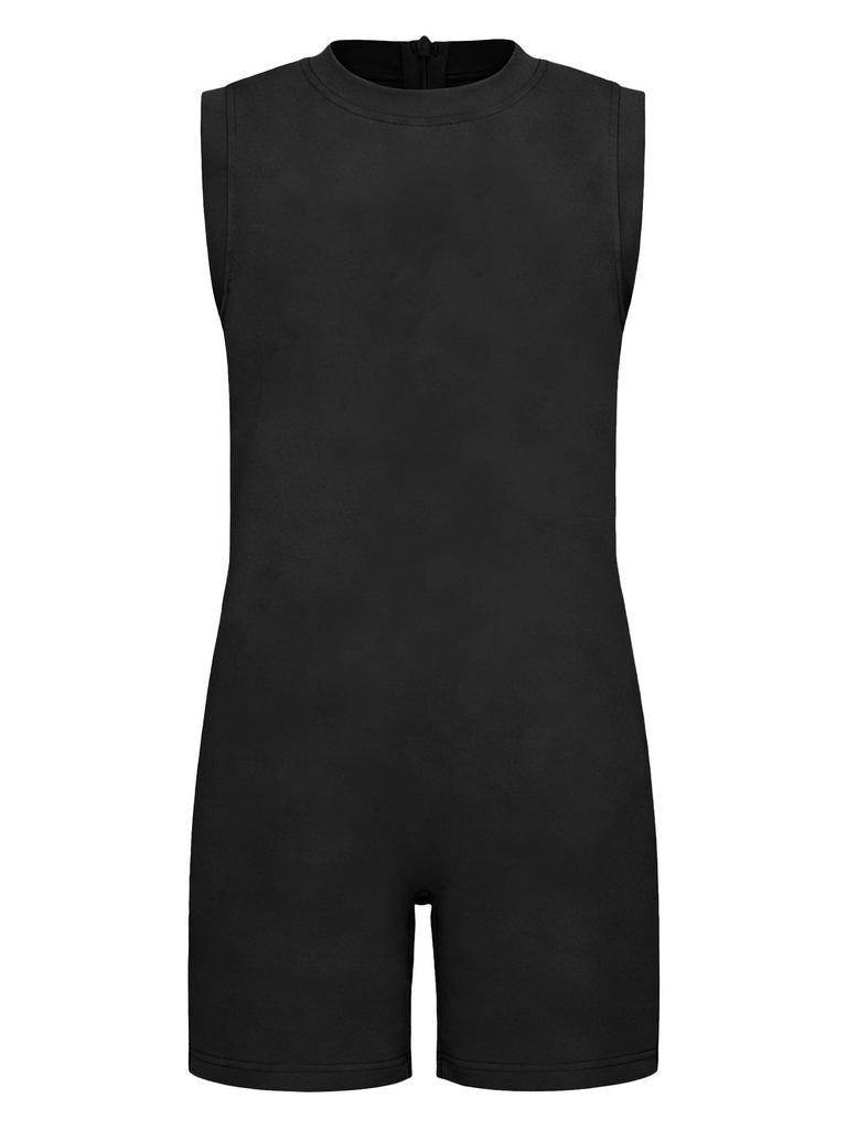 3Pcs Kids Special Needs Adaptive Jumpsuit Round Neck Sleeveless Back Invisible Zipper Solid Color for Easy Dressing Daily Care