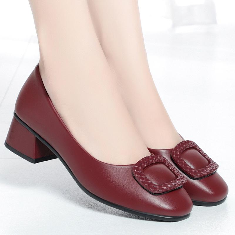 Spring Leather Shoes for Women, Soft Leather and Soft Soles, Ladies' Single Shoes, Work Shoes, Fashionable and Lightweight Leather Shoes