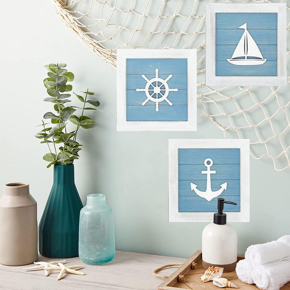 Ocean Theme Beach Wall Decor 3D Wall Art with Starfish Seashell Sand Dollar Vintage Beach Home